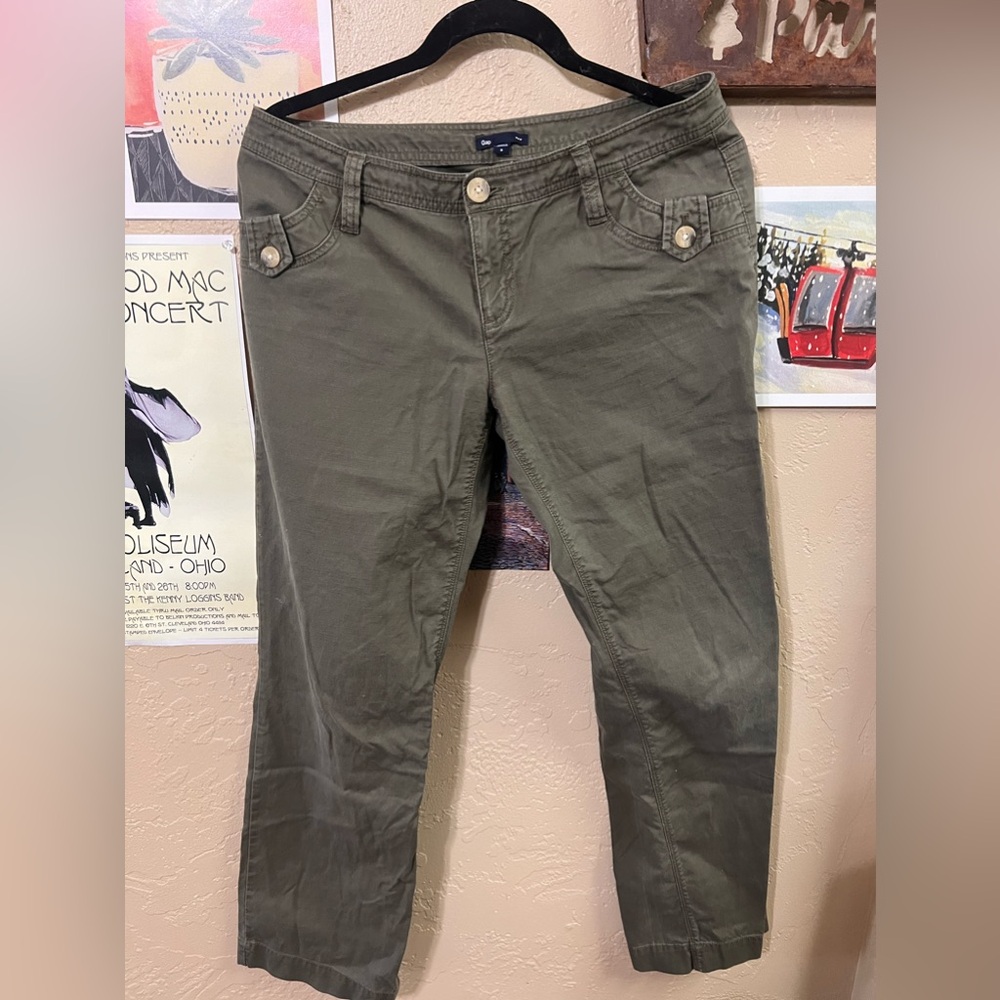 gap straight legged green jeans
